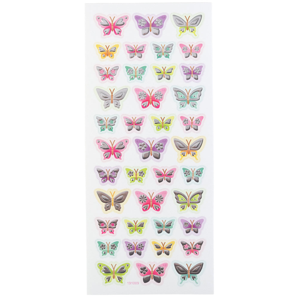 Foil Debossed Pastel Butterfly Sticker Sheet | Crafts & Stationery (Style 2)