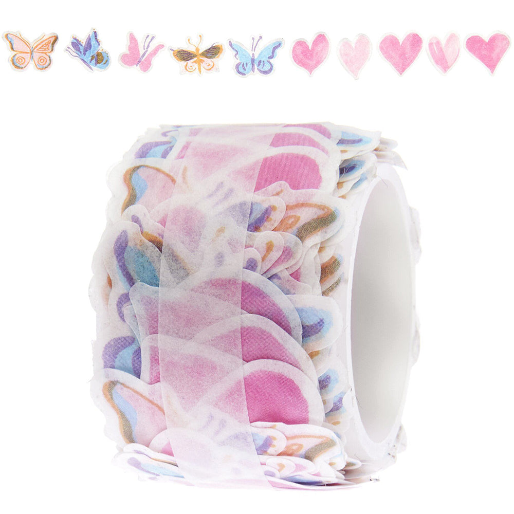 Butterflies & Hearts | Washi Style Stickers | Reel of 200