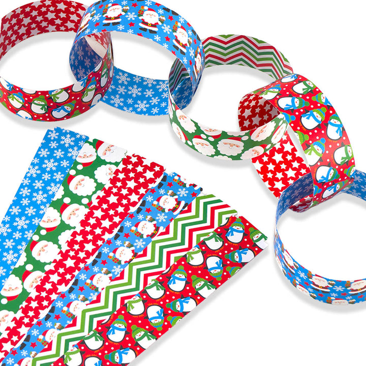 30 Reusable Paper Party Chains | Kids Christmas Fun | No Glue Needed | 2.5m