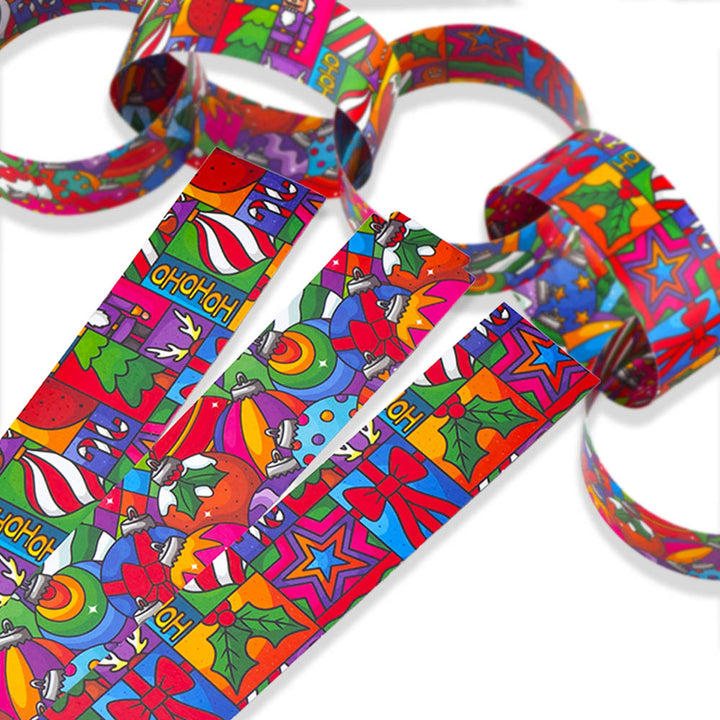 30 Reusable Paper Chains | Colourful Christmas | No Glue Needed | 2.5m