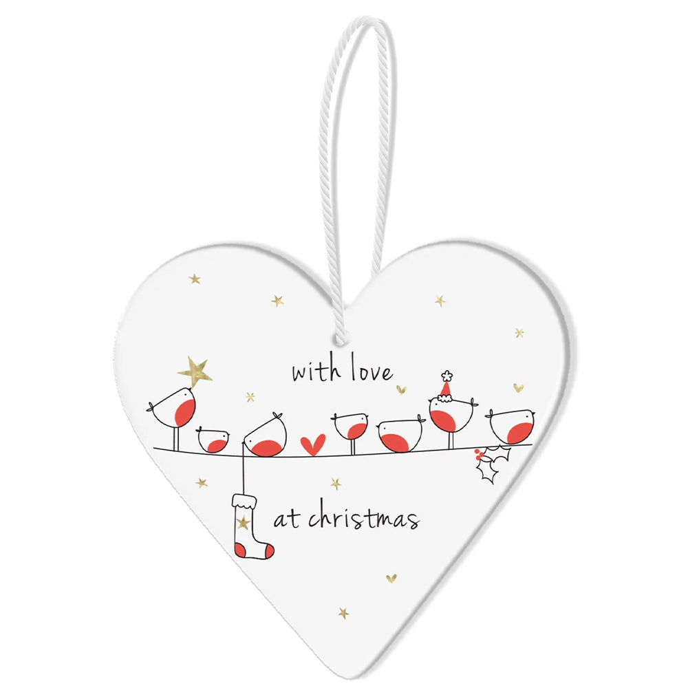 With Love at Christmas | Large Porcelain Hanging Decoration