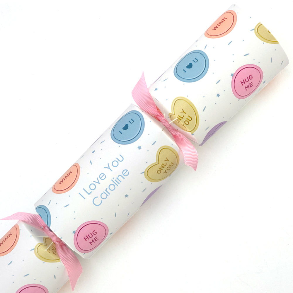I Love You | Personalised Valentines Cracker Craft Kit | Candy Hearts | Single