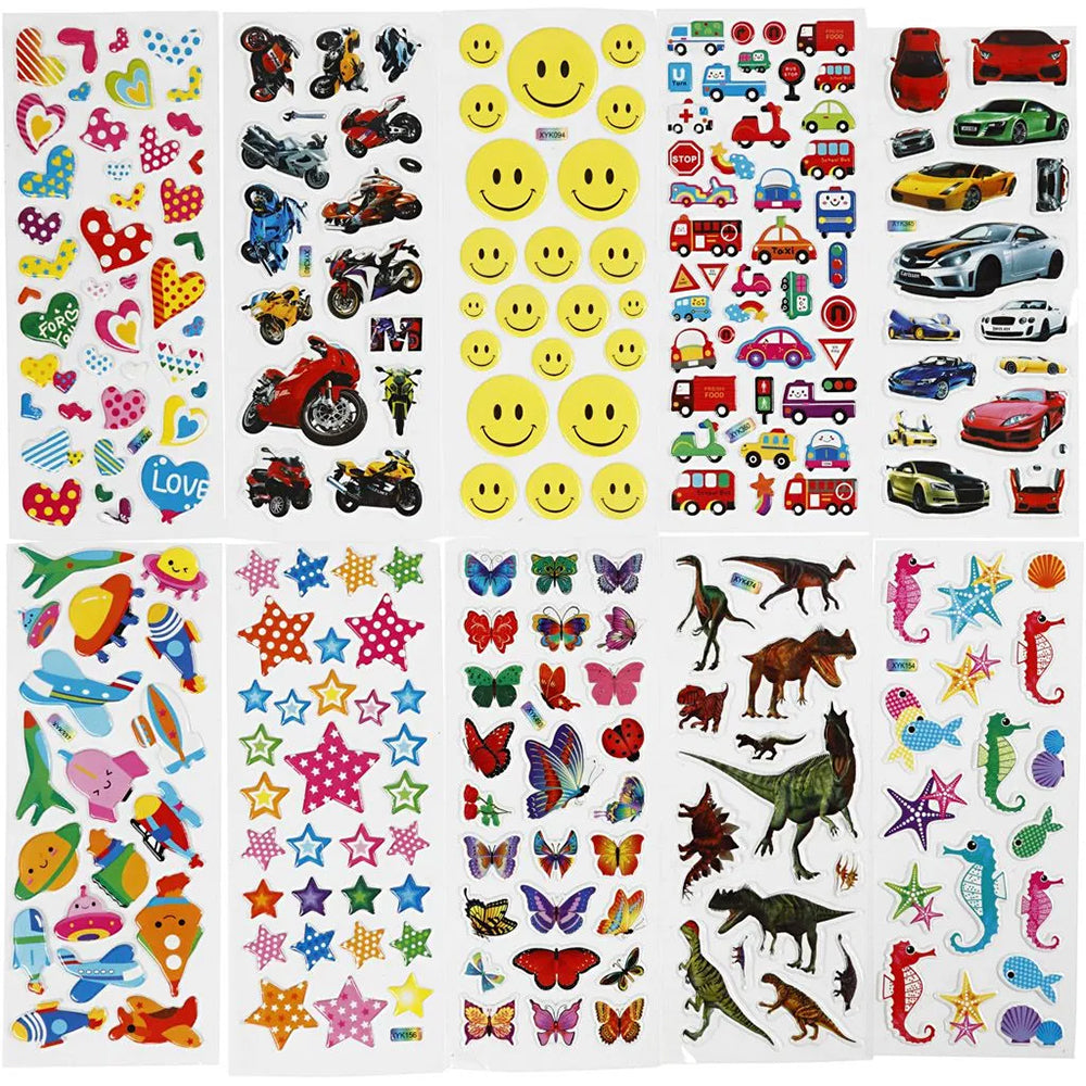20 Assorted Sheets of Stickers for Kids | 16.5x7.5cm | Crafts & Party Bags