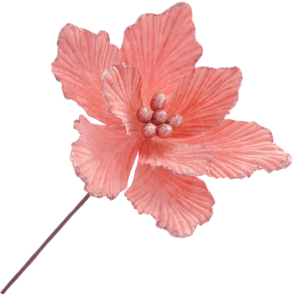 Pretty Pink | Velour Magnolia Stem | Floristry & Tree Decoration | 45cm Tall