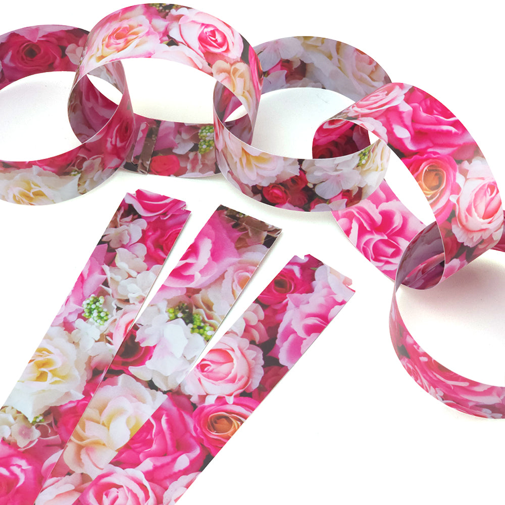 30 Reusable Mother's Day Paper Chains | Pink Roses | No Glue Needed | 2.5m