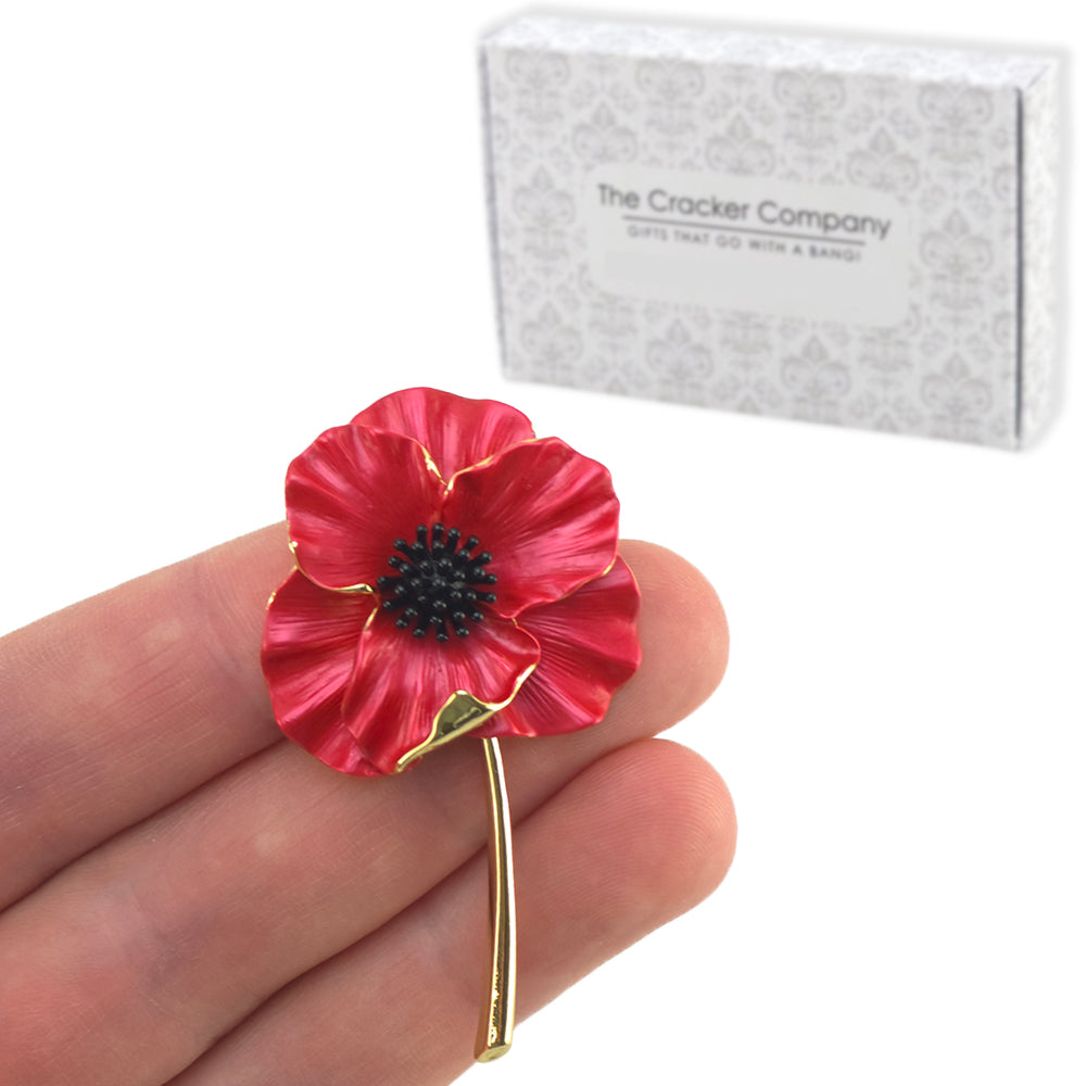 Remembrance Poppy | 14k Gold Plated Brooch | Little Gift | Cracker Filler