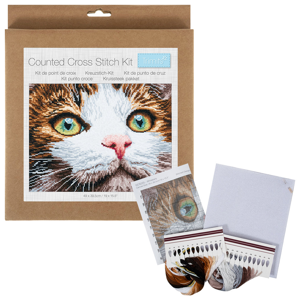 The Cats Whiskers | Complete Cross Stitch Kit | 41x35cm