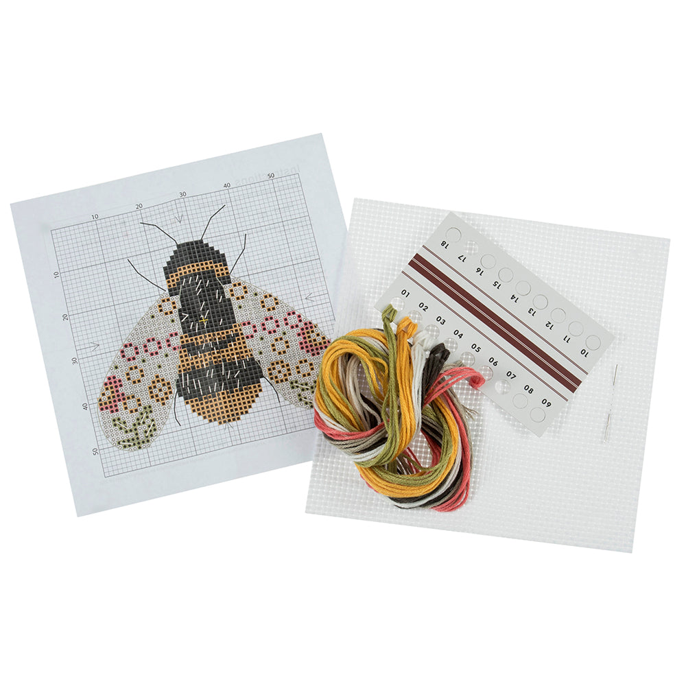 Floral Bumble Bee | Small Cross Stitch | Complete Kit | 13cm
