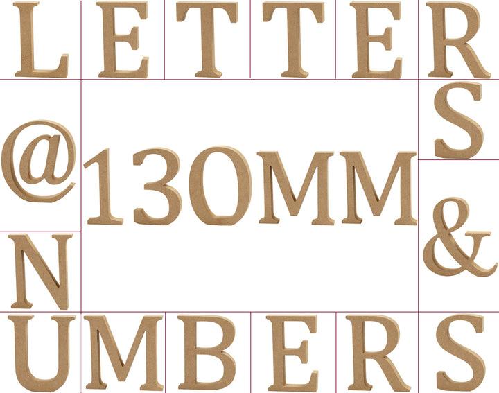 Large 13cm Wooden MDF Capital Letters, Numbers & Symbols for Crafts