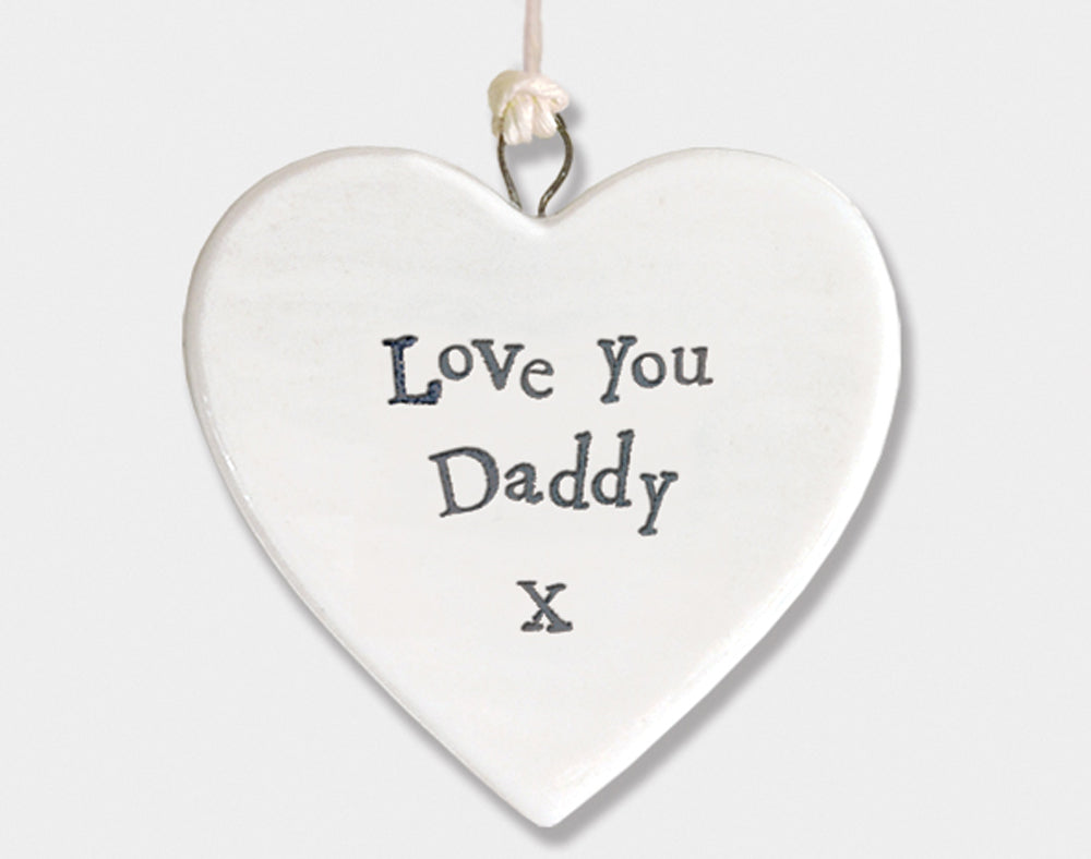 Love You Daddy Hanging Porcelain Heart - Cracker Filler Gift