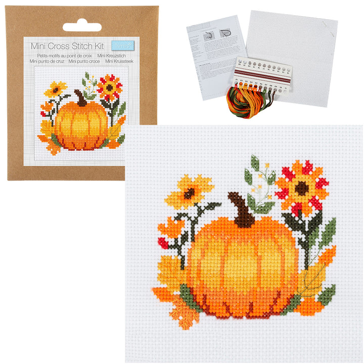Halloween Pumpkin | Mini Counted Cross Stitch Kit | 13cm Square