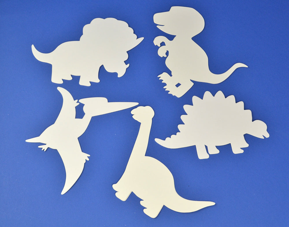 16 Large White Card Dinosaur Shapes for Kids Crafts