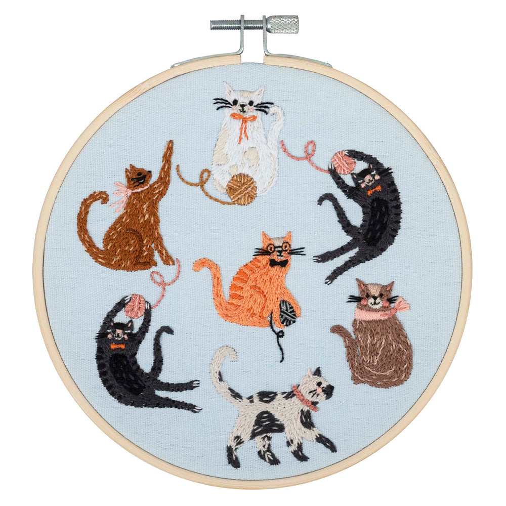 It's a Cats Life! | Complete Embroidery Kit with Hoop | 15cm Wide