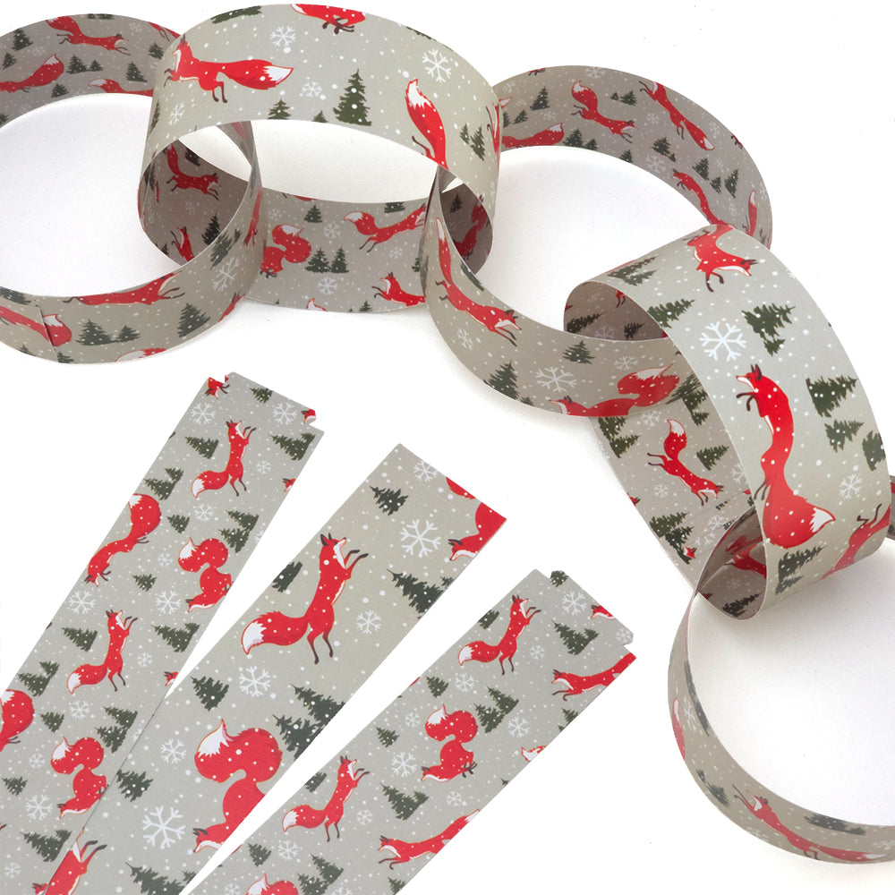 30 Reusable Christmas Paper Chains | Christmas Fox | No Glue Needed | 2.5m