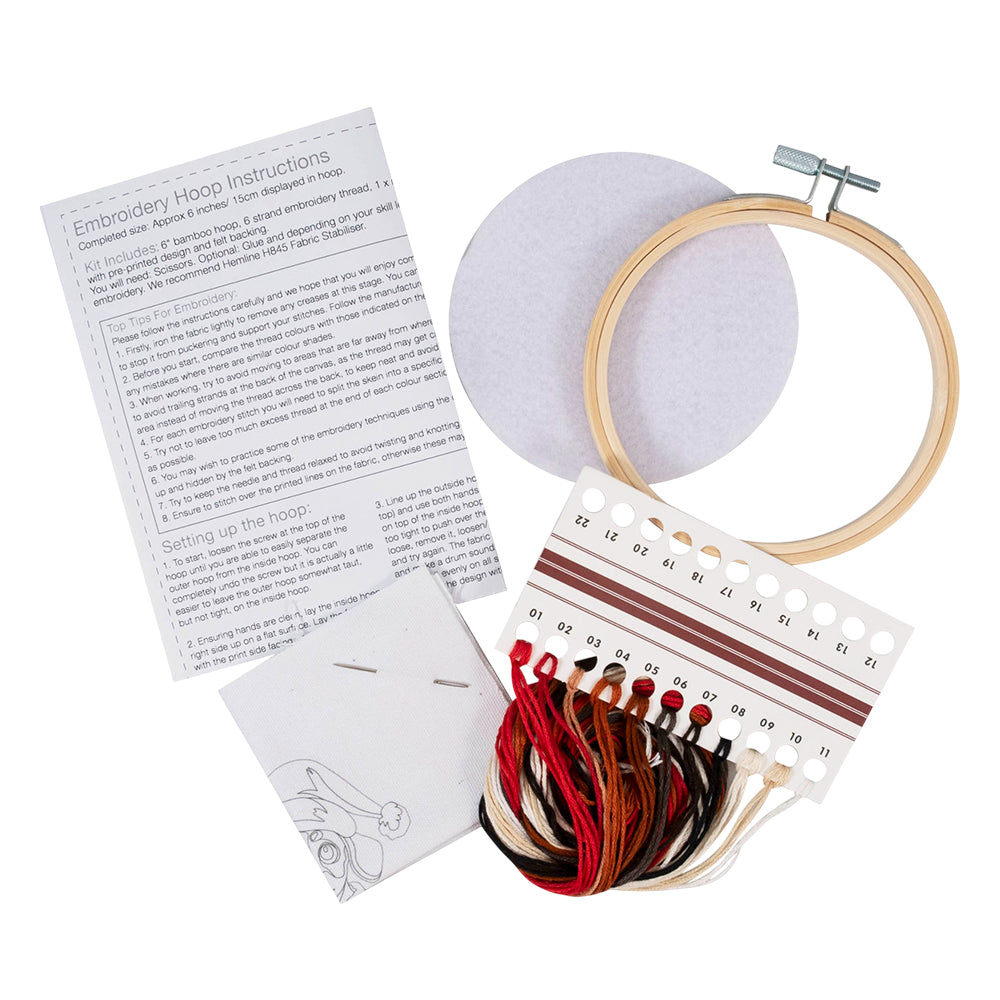 Christmas Dachshund | Complete Embroidery Kit with Hoop | 10cm Wide