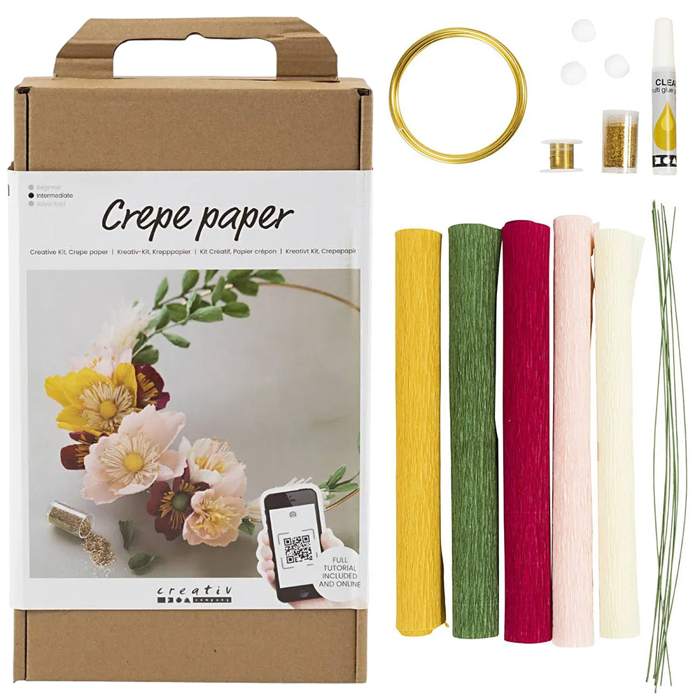 Warm Palette Wreath | Crepe Paper Flower Making Craft Kit for Adults