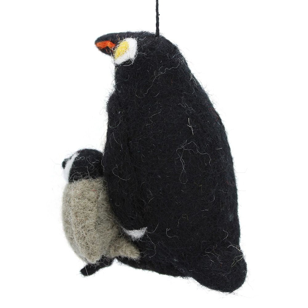 12cm Handmade Felted Penguin Christmas Tree Bauble Ornament