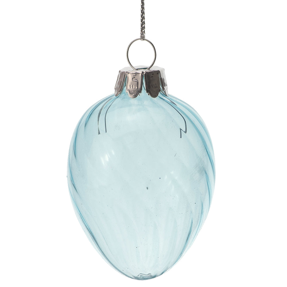 Pastel Blue | Spiral Glass Egg | Hanging Easter Tree Decoration | Gisela Graham
