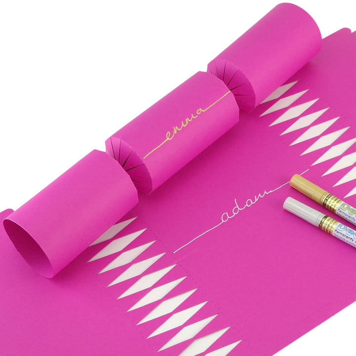 Shocking Pink | 12 Personalise Your Own Crackers | Make &amp; Fill Your Own With Pen