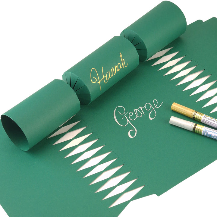 Rich Green | 12 Personalise Your Own Crackers | Make &amp; Fill Your Own | With Pen