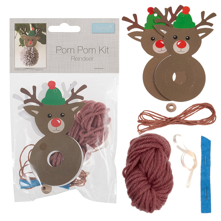 Rudolph Reindeer Pom Pom Hanging Christmas Ornament Craft Kit