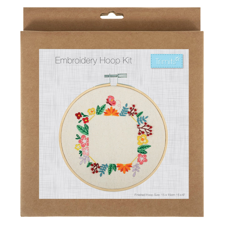 Floral Photo Frame | Complete Embroidery Craft Kit with Hoop | 15cm Wide