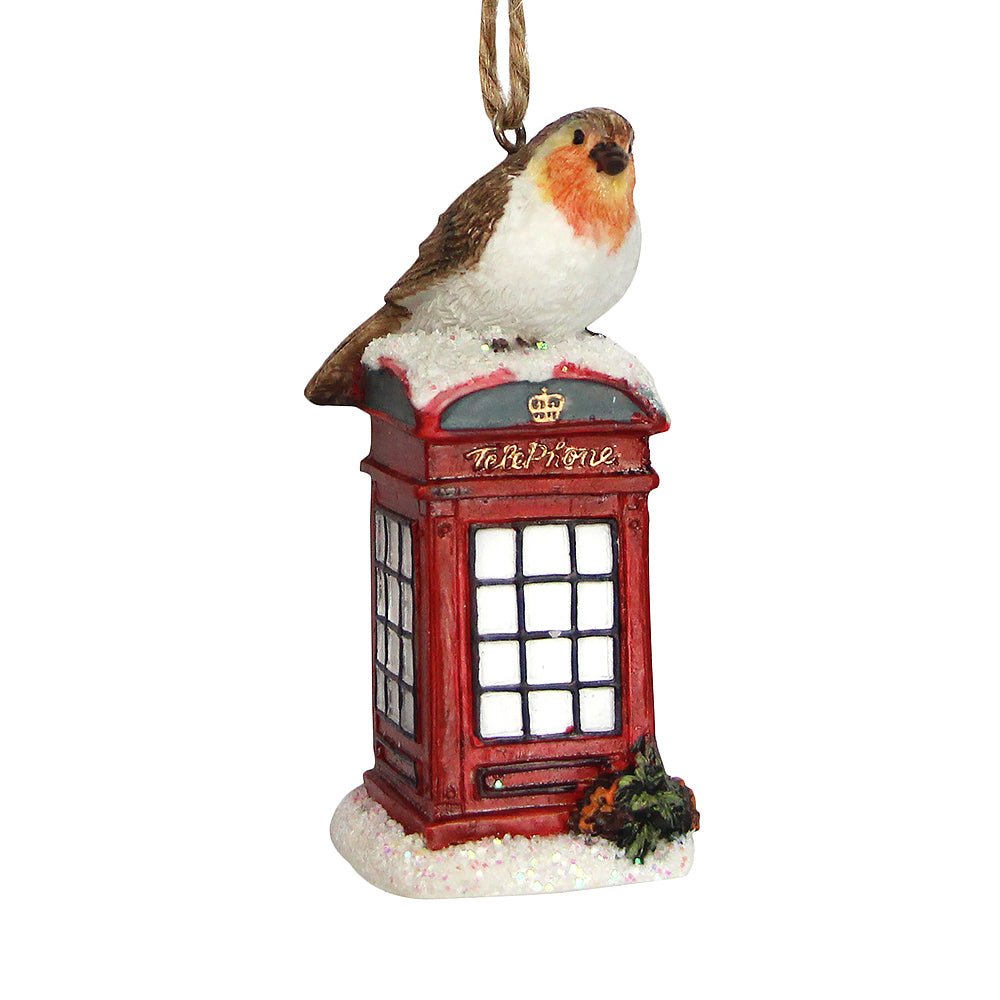 Phone Box | 9cm Robin Hanging Ornament | Christmas Decoration | Gisela Graham