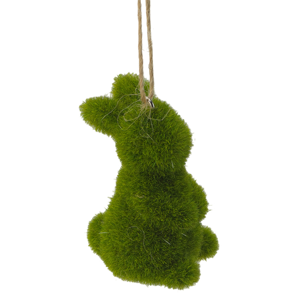 Green Flocked Easter Bunny | Single | Hanging Easter Tree Decoration | Gisela Graham