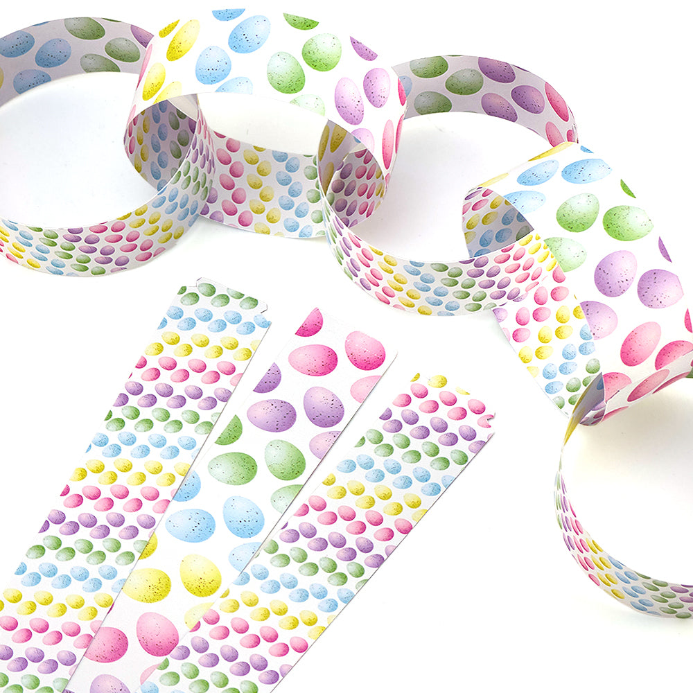 Paper Chain Patterns Easter 30 Reusable Easter 2.5m Paper Chains | Pastel Speckled Eggs | No Glue ...