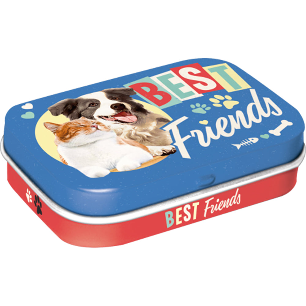 Cat & Dog Best Friends Nostalgic Sugar Free Mint Tin | 15g | Cracker Filler | Mini Gift