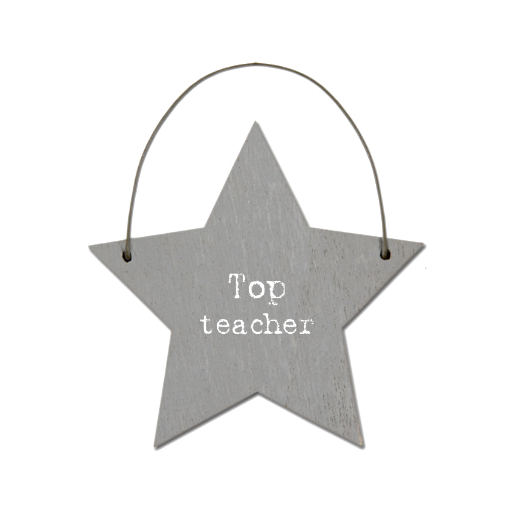 Top Teacher - Mini Wooden Hanging Star - Cracker Filler Gift
