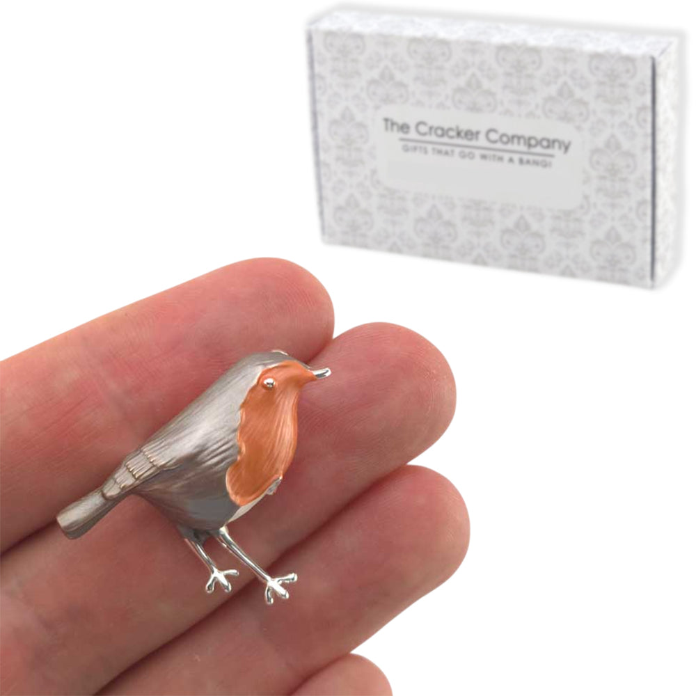Large Red Robin | Silver Tone Brooch | Mini Gift | Cracker Filler