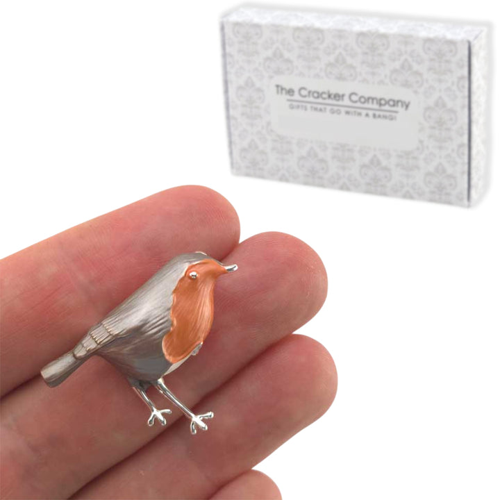 Large Red Robin | Silver Tone Brooch | Mini Gift | Cracker Filler