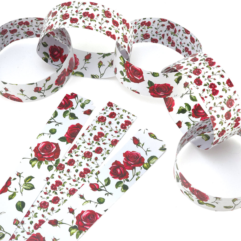 30 Reusable Valentines Paper Chains | Romantic Rose | No Glue Needed | 2.5m