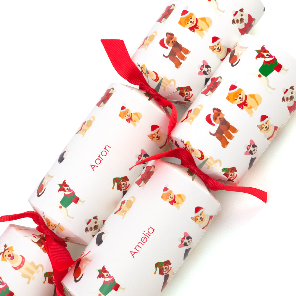 Personalised Cracker Making Craft Kit | Christmas Dogs | Makes 4 or 6 Crackers