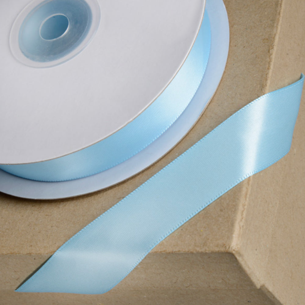 Sky Blue | 15mm Double Faced Satin Ribbon | 25m Long