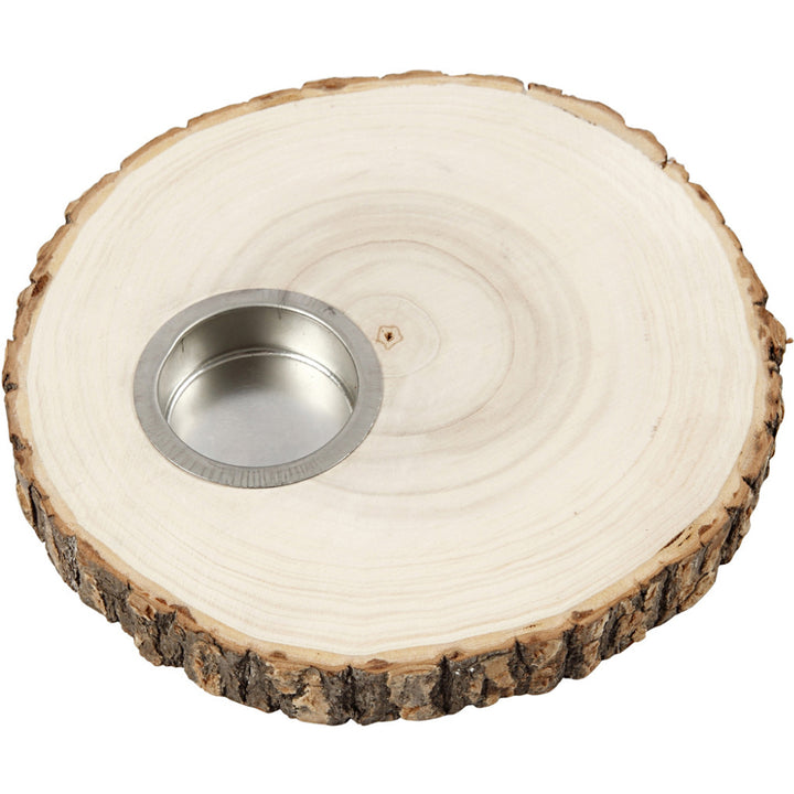 Wooden Log Tea Light Candle Holder | Approximately 14-16cm