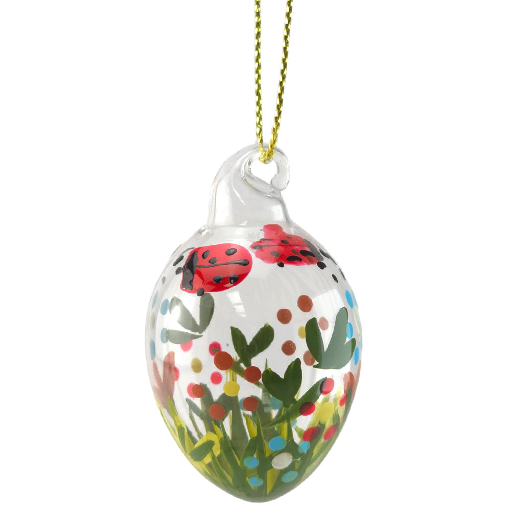 Ladybird Garden | Mini 4cm Glass Egg | Easter Tree Decoration