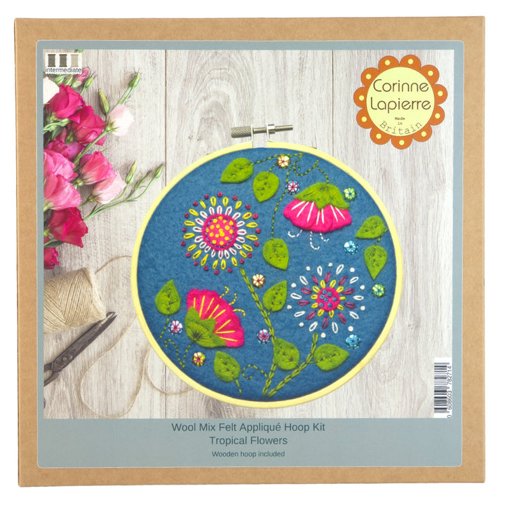 Tropical Flowers | 19cm Applique Hoop Sewing Kit & Hoop | Corinne Lapierre