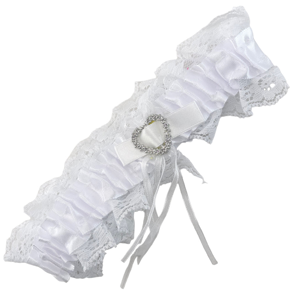 White Ribbon & Lace Wedding Garter | Mini Gift | Cracker Filler