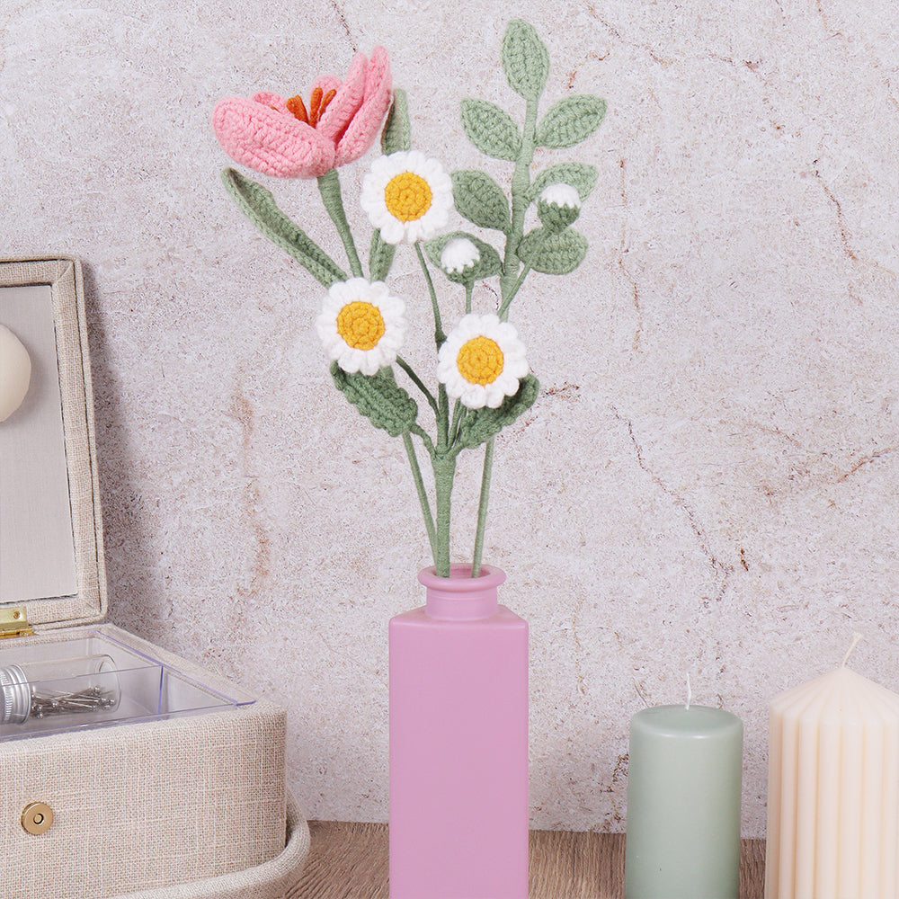 Floral Stems | Makes 3 | Complete Crochet Craft Kit | 42cm Tall