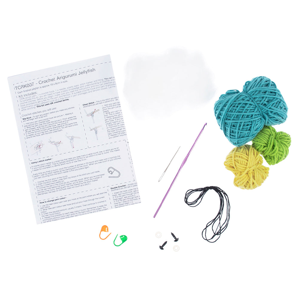 Amigurumi Jellyfish | Complete Crochet Craft Kit | 19cm Tall