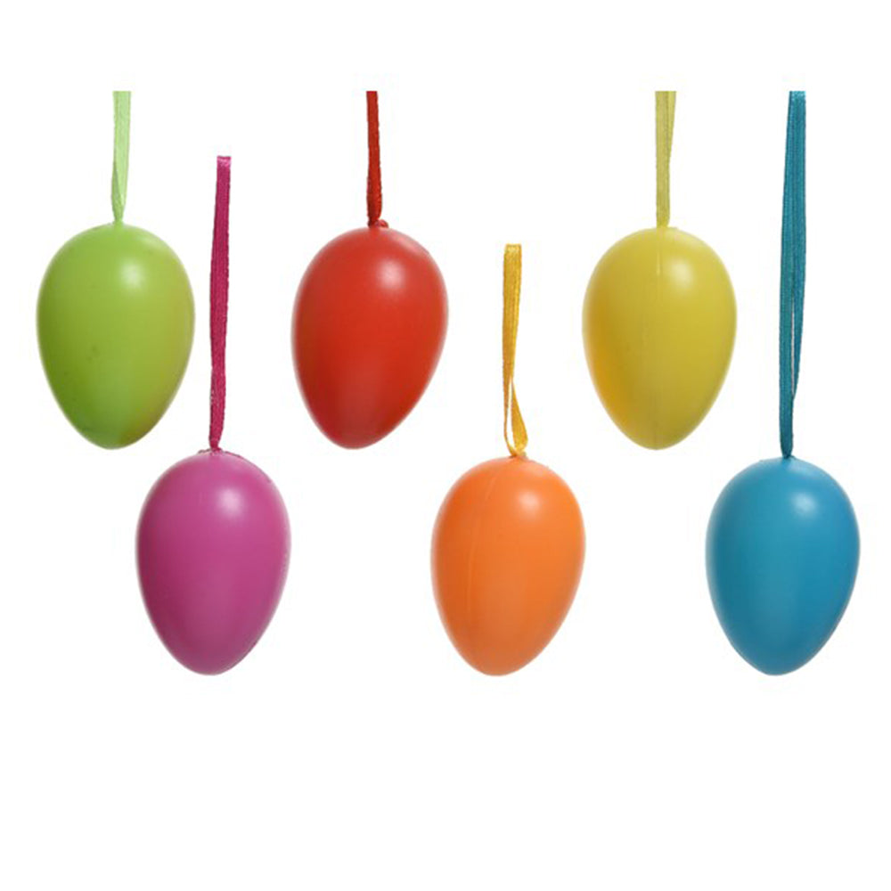 6 Pack 6cm Bright Colour Plastic Hanging Eggs for Easter Trees