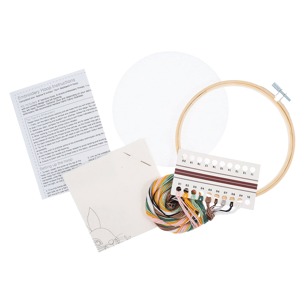 Garden Rabbit | Complete Embroidery Craft Kit with Hoop | 15cm Wide