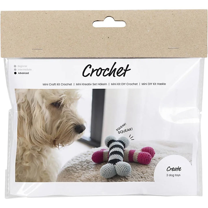 Squeaky Dog Bone | Mini Crochet Craft Kit | Makes 2