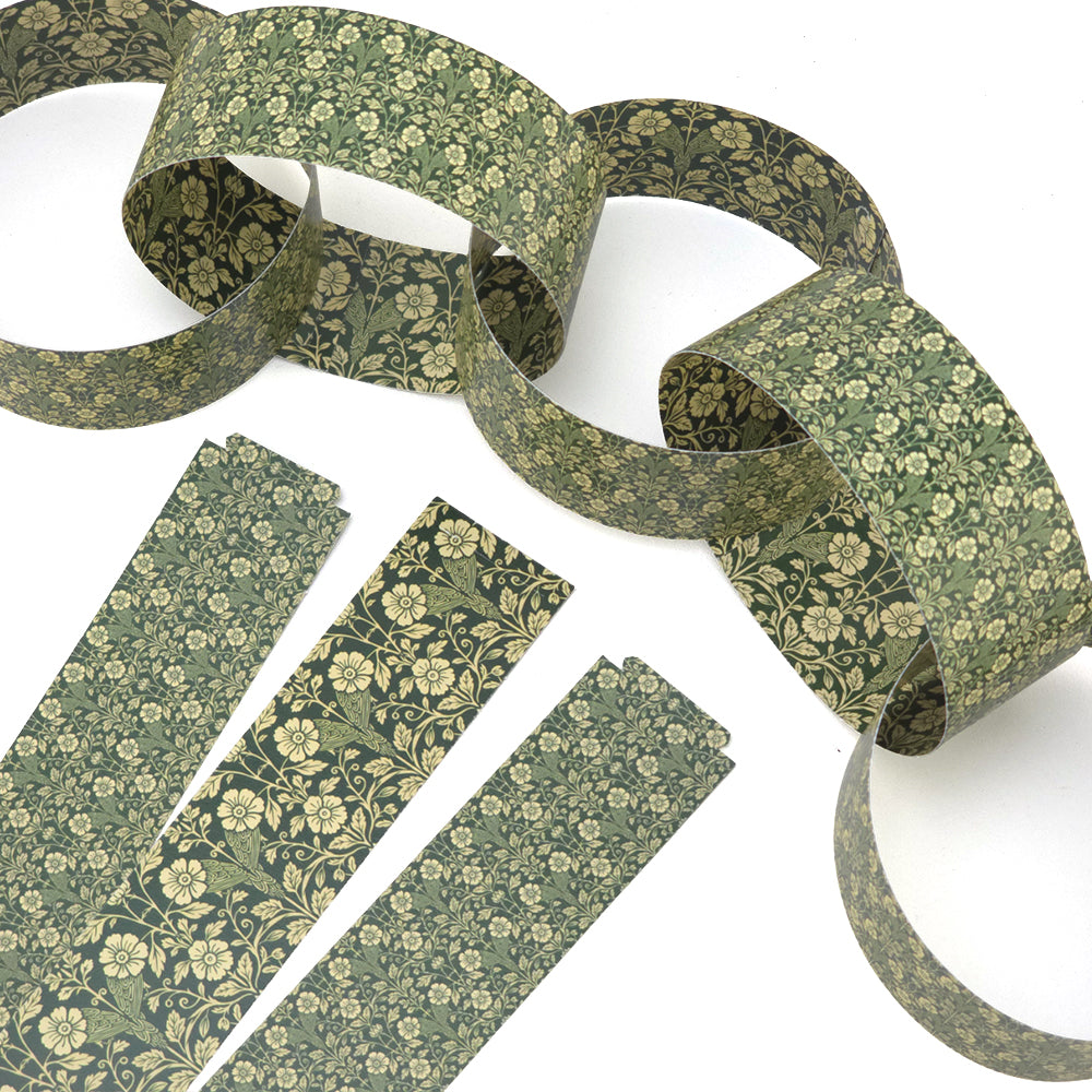 30 Reusable Christmas Paper Chains | Sage Florals | No Glue Needed | 2.5m