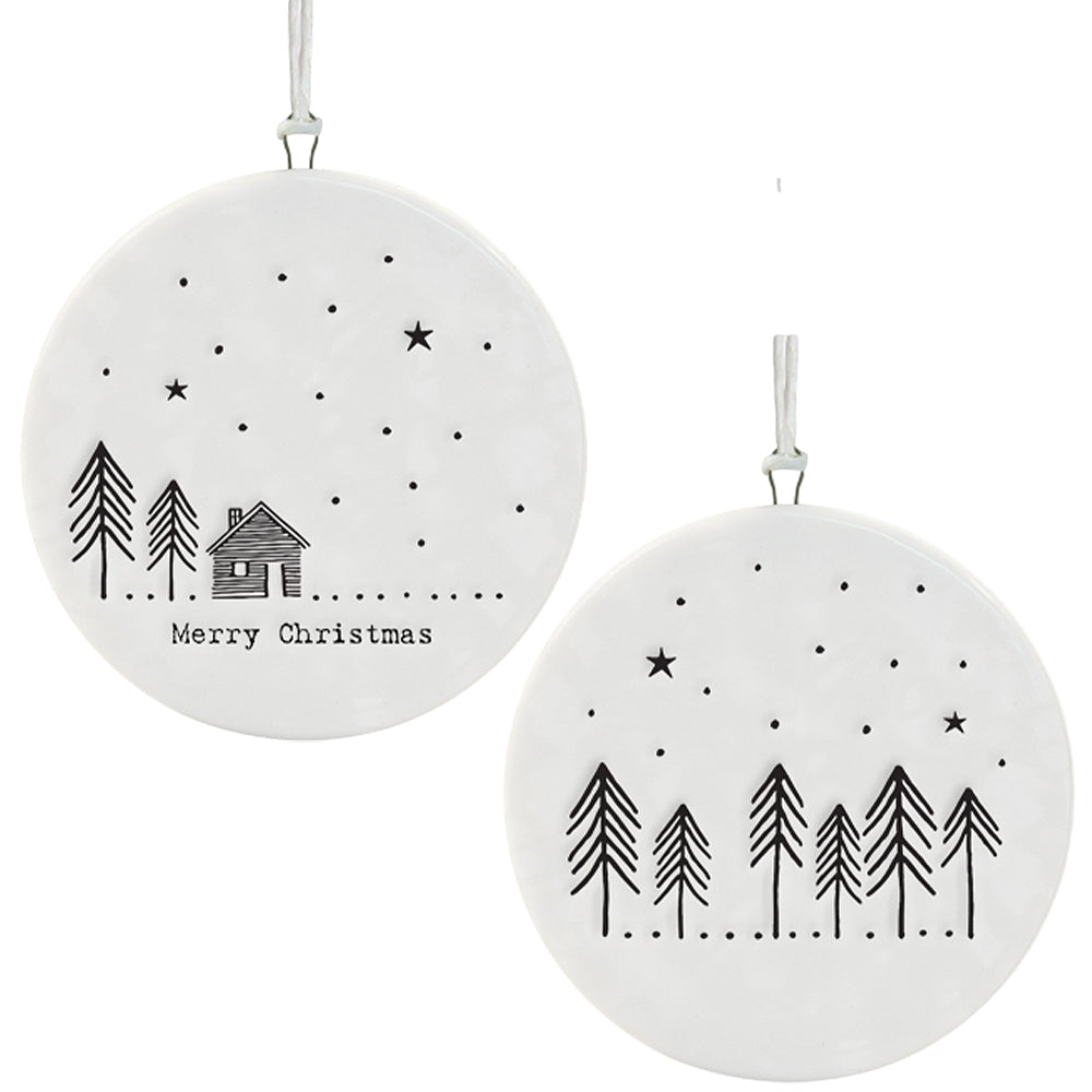 Merry Christmas | Flat Porcelain Christmas Hanging Ornament | Cracker Filler