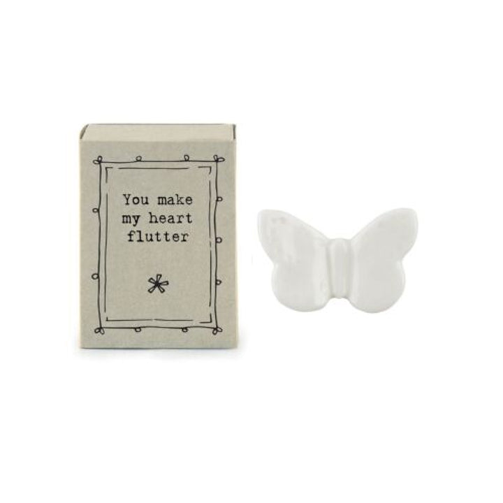 Mini Ceramic Little Butterfly Ornament 'You Make My Heart Flutter' | Cracker Filler Gift