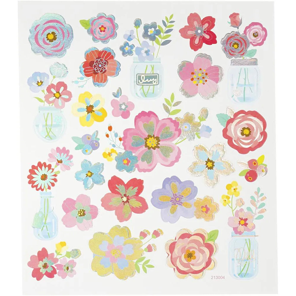 Pretty Flowers | Sheet of Foiled Papercraft Stickers