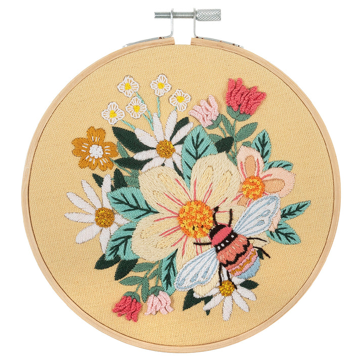 Buzzy Bee | Complete Embroidery Craft Kit with Hoop | 15cm Wide